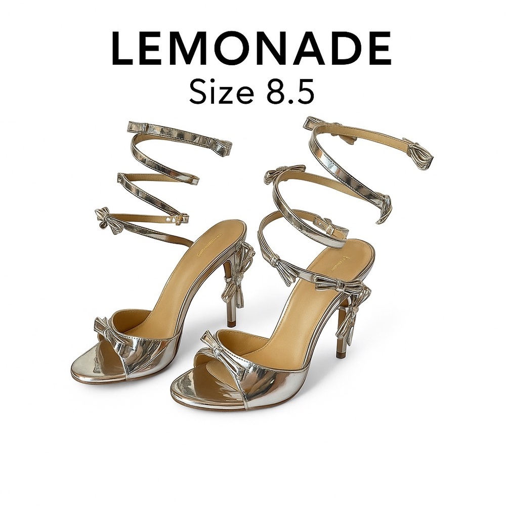 Lemonade Metallic Bow Strap Heels – Size 8.5
